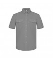 Camisa de trabajo de tergal gris con 2 bolsillos y manga corta