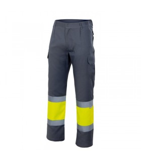 Pantalón de alta visibilidad color gris/amarillo