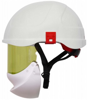 Casco de seguridad para trabajos eléctricos con visor blanco